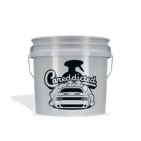 CAREddicted 3.5 Gallonen Wash Bucket grey made by GritGuard inkl. Snappy Grip montiert schwarz