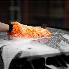 Auto Waschset - Meguiars Wash &amp; Wax Shampoo 473ml + Waschhandschuh orange